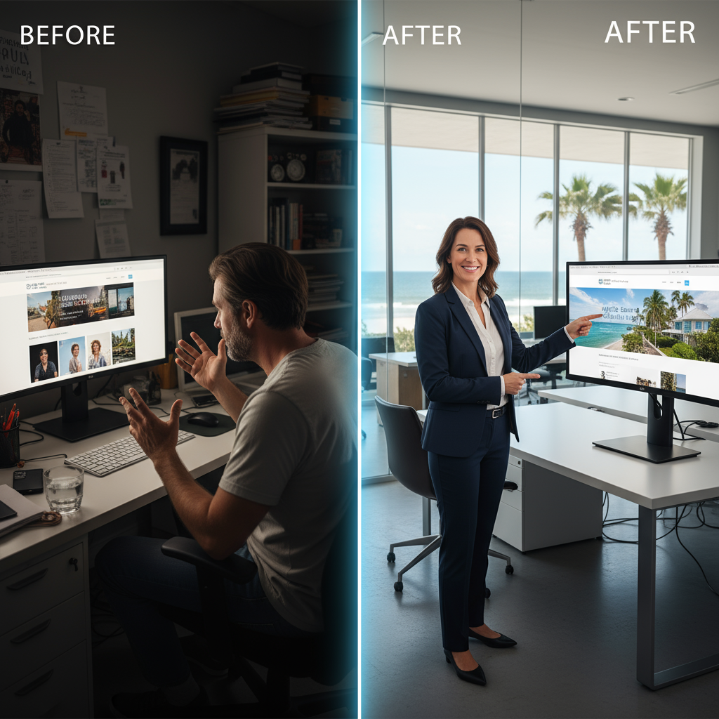 best web design near Myrtle Beach - Local Myrtle Beach business owner reviewing website analytics