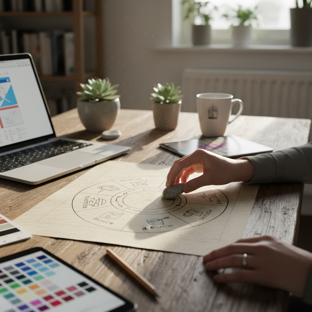 A flowchart illustrating the five phases of a web design project.