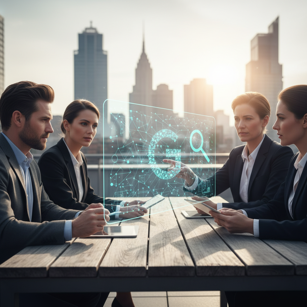 A business owner in Indianapolis analyzing how Google AI can help a business appear in local search results and attract more customers.