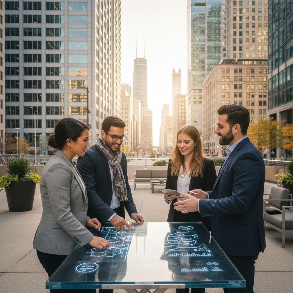 Map of Chicago with pins highlighting different neighborhoods for local SEO targeting.