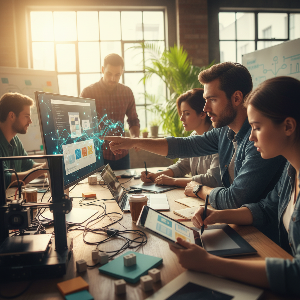 A flowchart showing how innovAIt Media combines human expertise with AI tools for WordPress development.