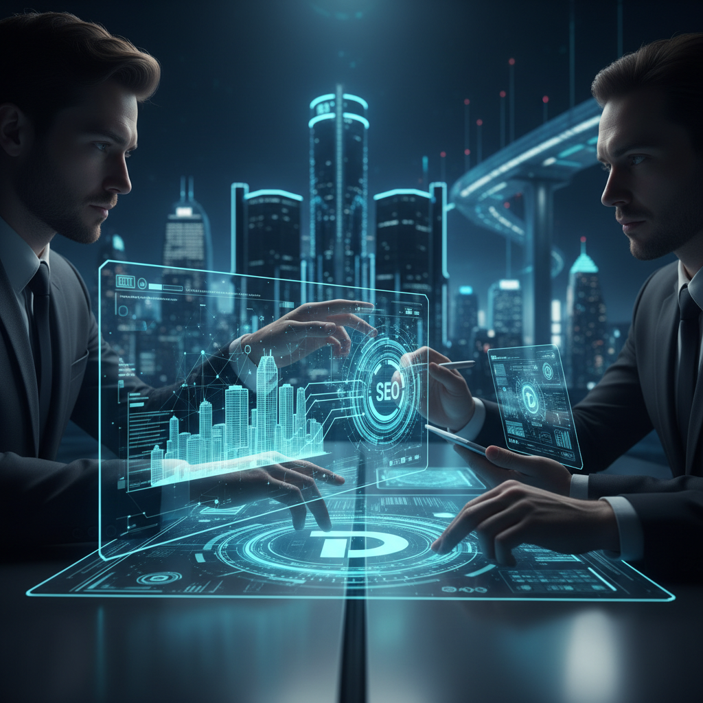 An illustration showing the power of AI and automation in Detroit SEO and web design.