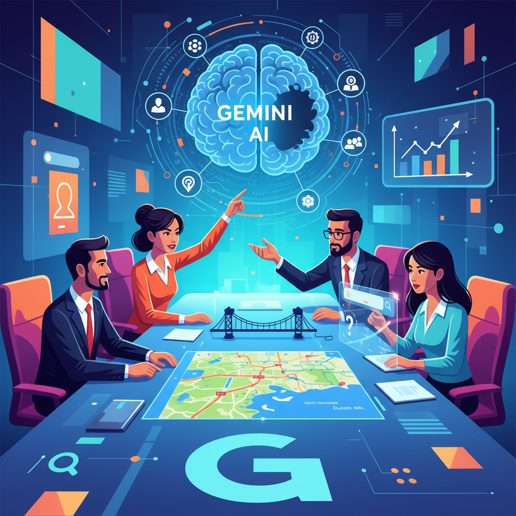 An illustration showing how AI automation builds authority for Duluth businesses.