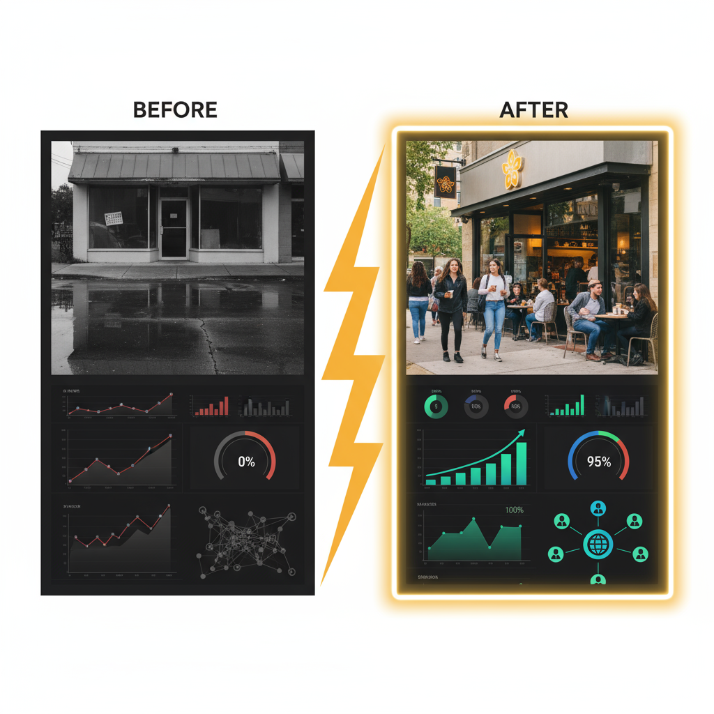 A graphic showing AI and automation helping an Orlando business grow.