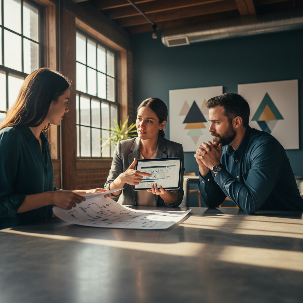 A business owner searching for a guide to redesigning my small business website on a laptop.