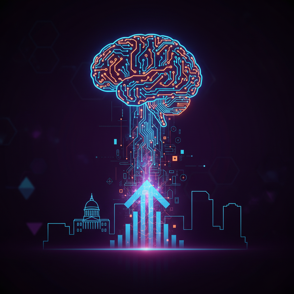 A Greensboro NC business owner celebrating improved AI recommendation rates on their monitor.