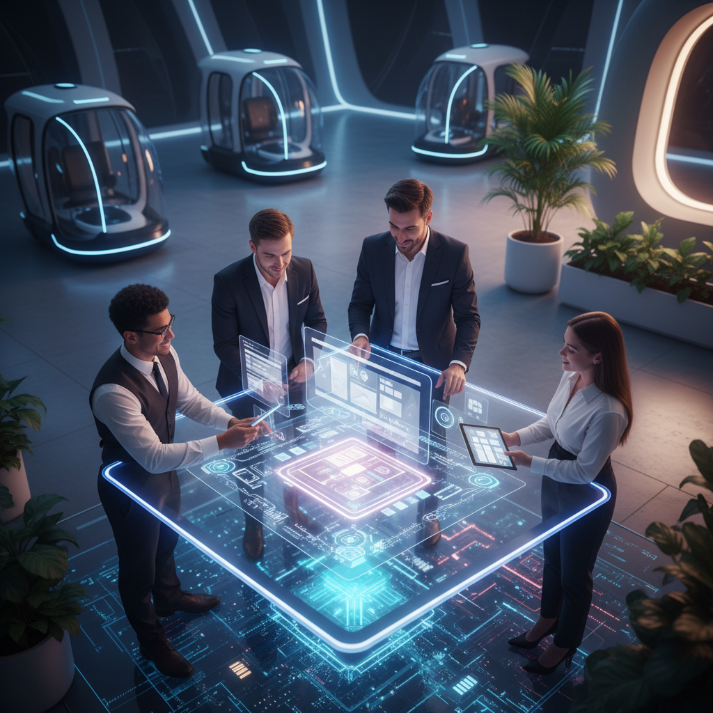 An illustration showing how AI automation helps local businesses with their website design through a continuous cycle of optimization and content creation.