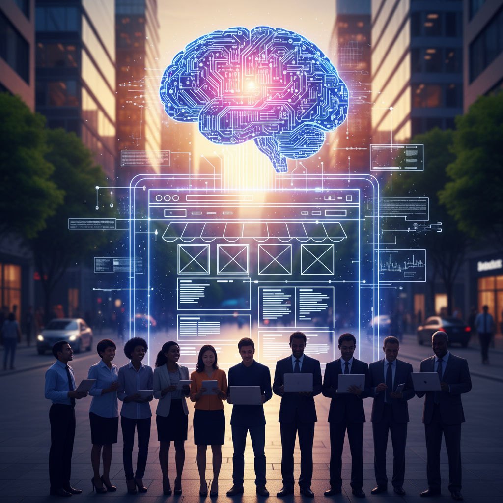 How exactly does AI automation help local businesses with their website design displayed on a screen.