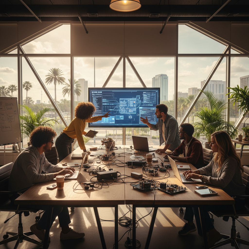 A graphic illustrating how AI automation drives continuous growth for a Tampa business.