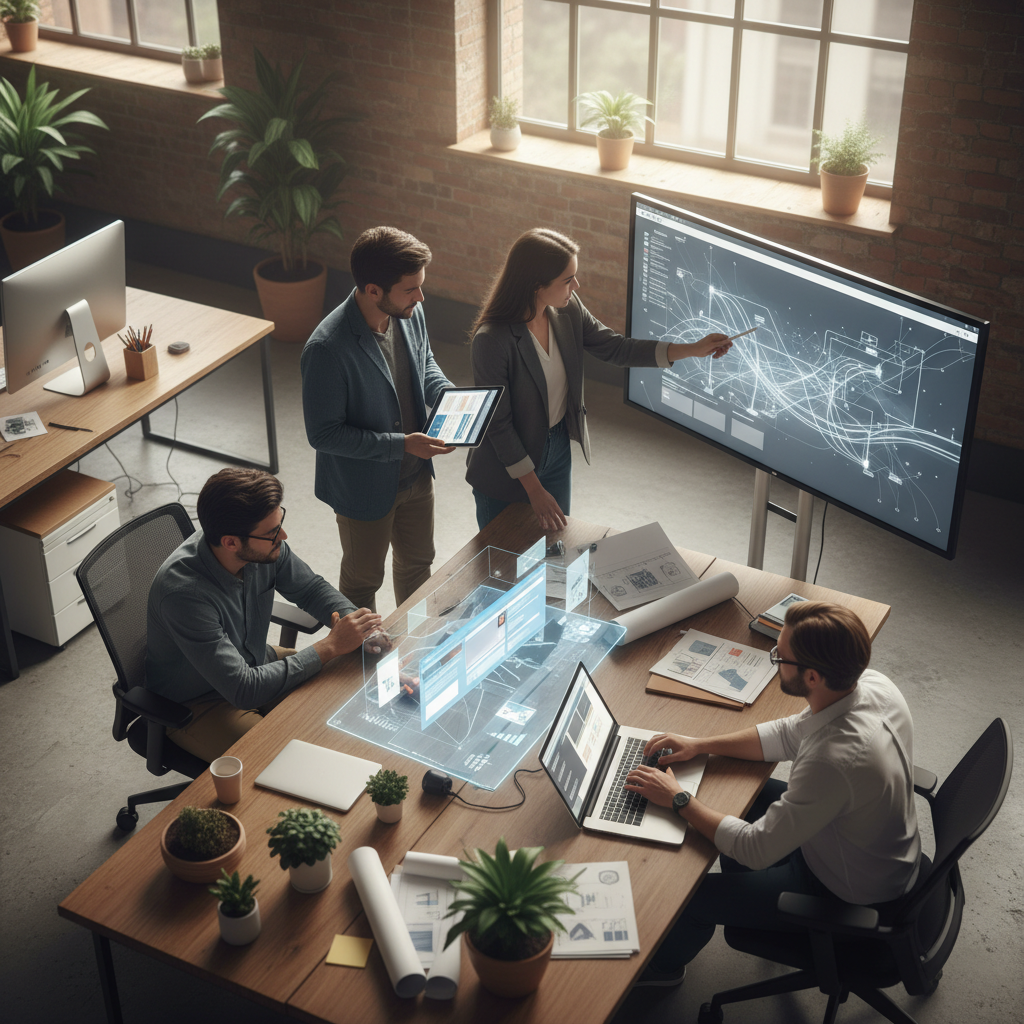 A data analyst reviews charts showing how to analyze the impact of AI automation on web design.