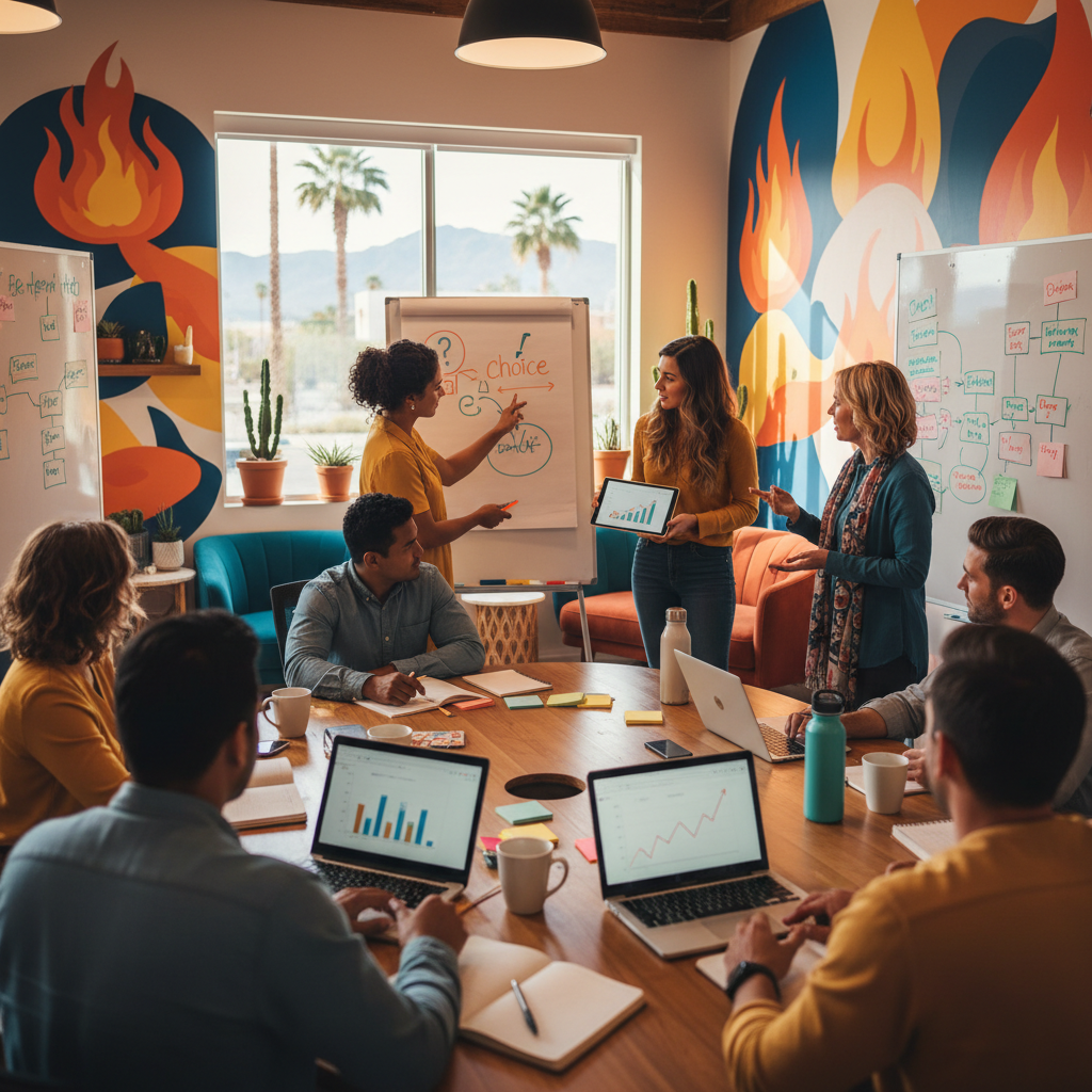 Choosing a professional SEO and marketing agency in Phoenix on a laptop screen.