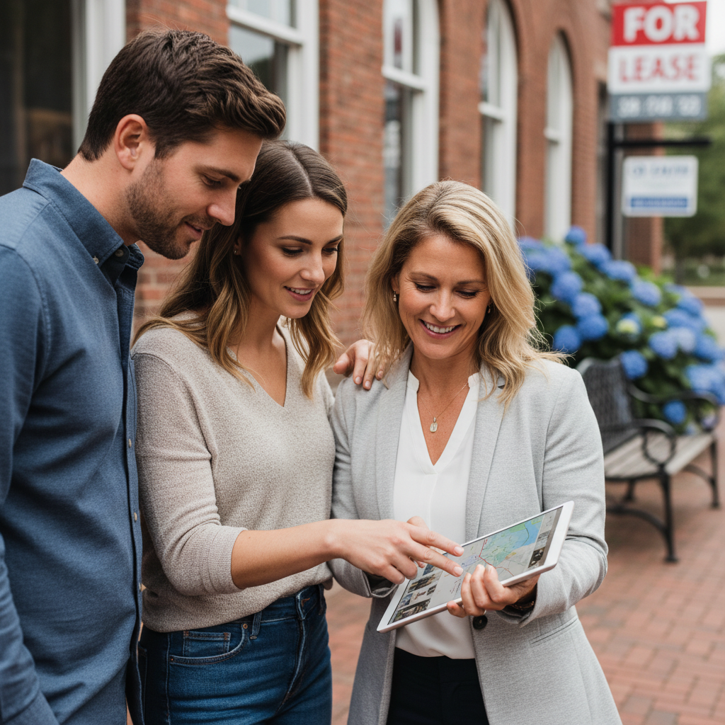 A map showing different neighborhoods highlighted, illustrating hyperlocal SEO for a real estate website design.
