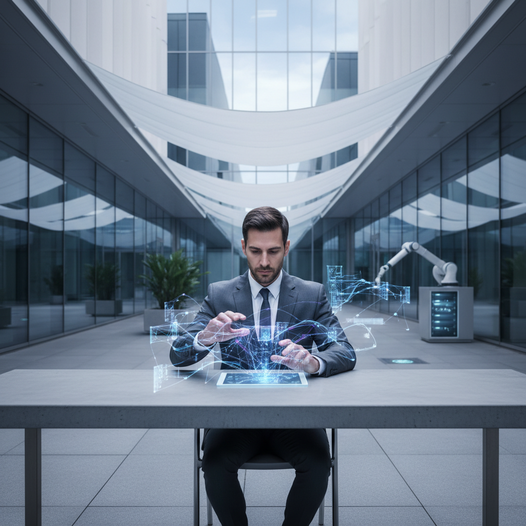 A business owner analyzing charts showing growth from AI automation on their small business website.