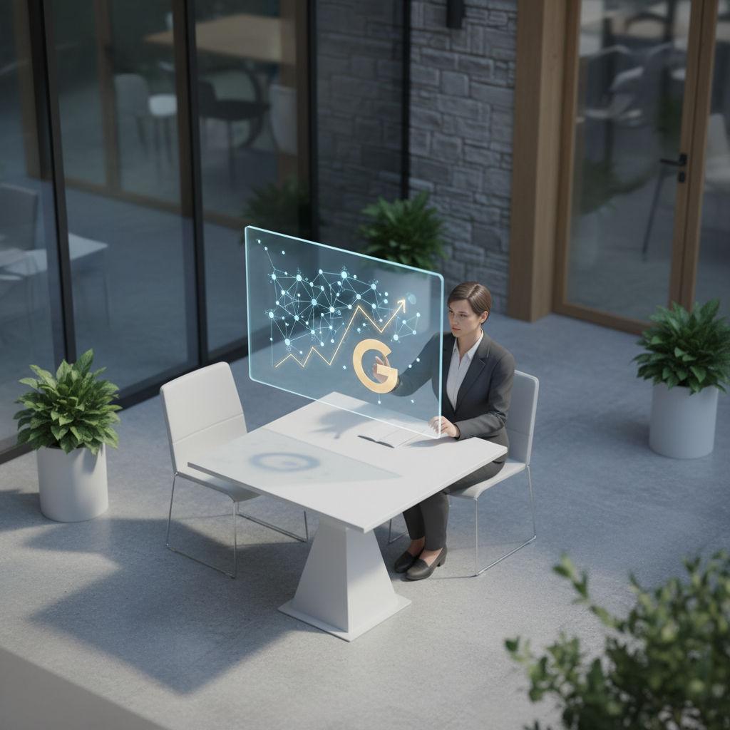 Infographic explaining how to easily use AI automation to improve your business's Google ranking.