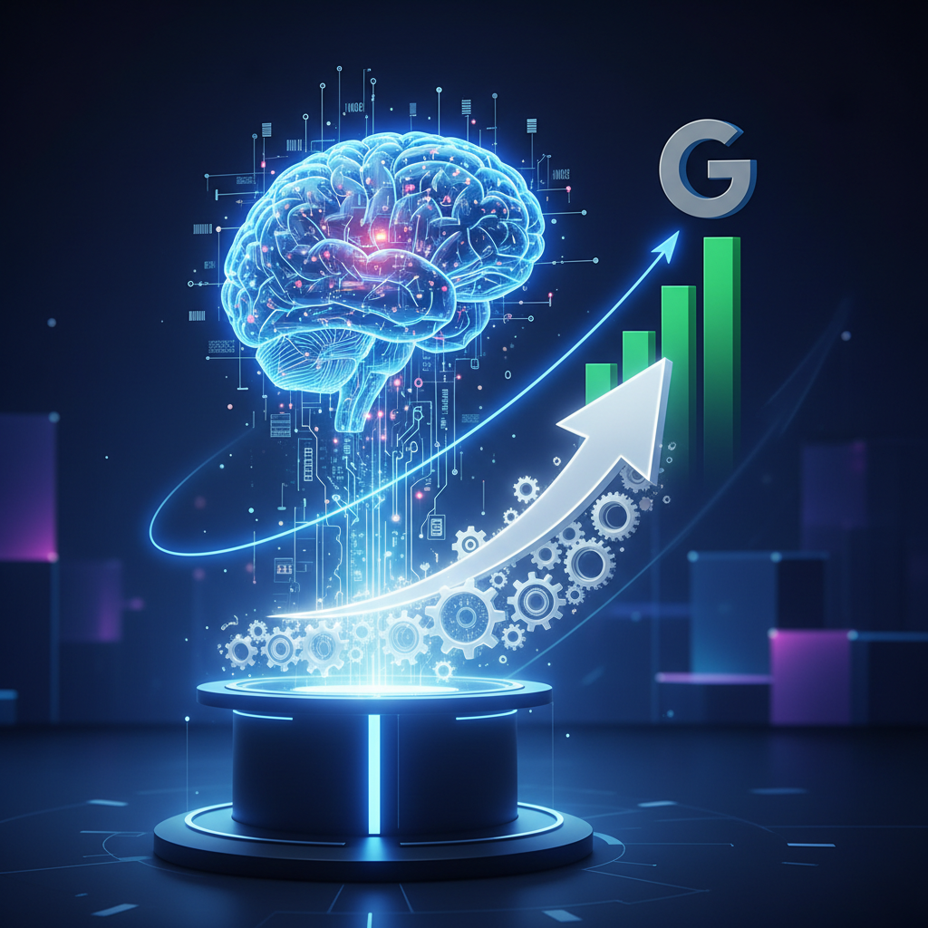 A business owner easily using AI automation on a laptop to improve their Google ranking