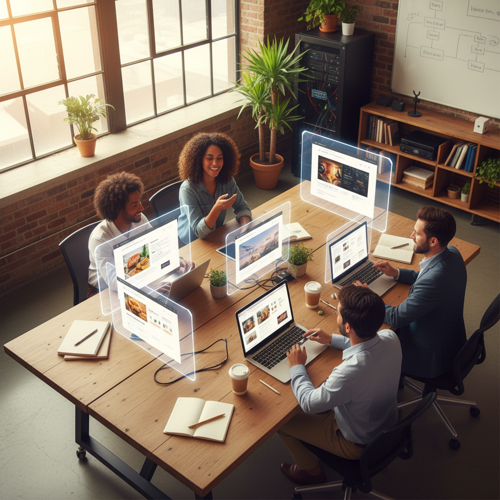 An illustration of AI-powered content creation, a service innovAIt media provides with its professional website maintenance.