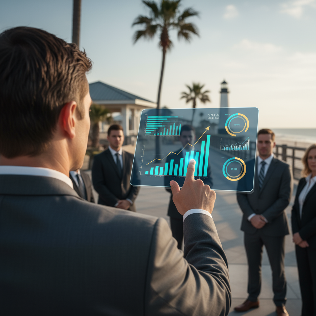 A graphic illustrating AI automation's role in local SEO content creation.