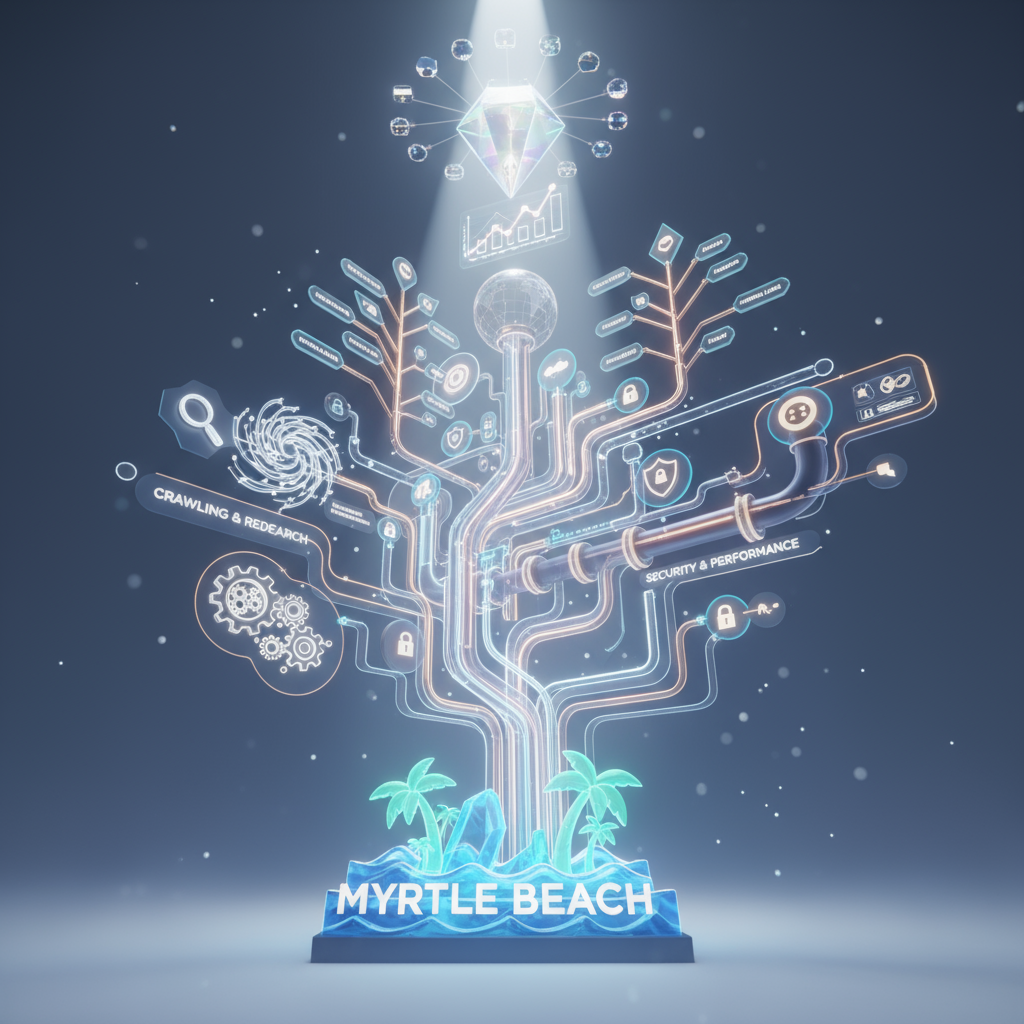 SEO optimized websites in Myrtle Beach - Myrtle Beach boardwalk at sunset, representing successful digital presence