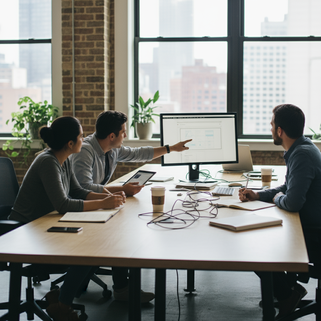 small business website design Chicago - Team strategizing about web design for a Chicago business