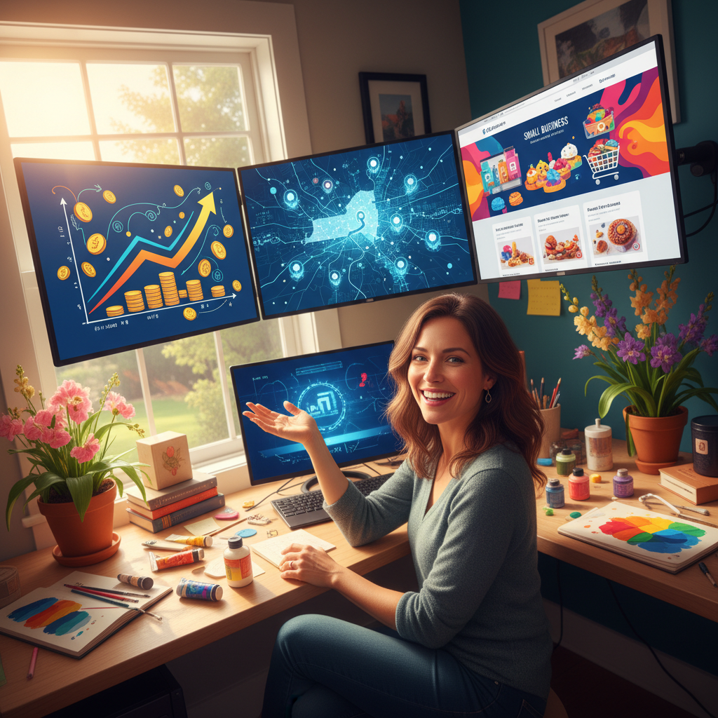 A business owner carefully reviewing steps to choosing a small business website designer in Albany NY.