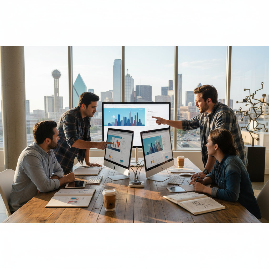 Skyline of Dallas, TX, symbolizing a vibrant business community in need of web design agency Dallas TX services