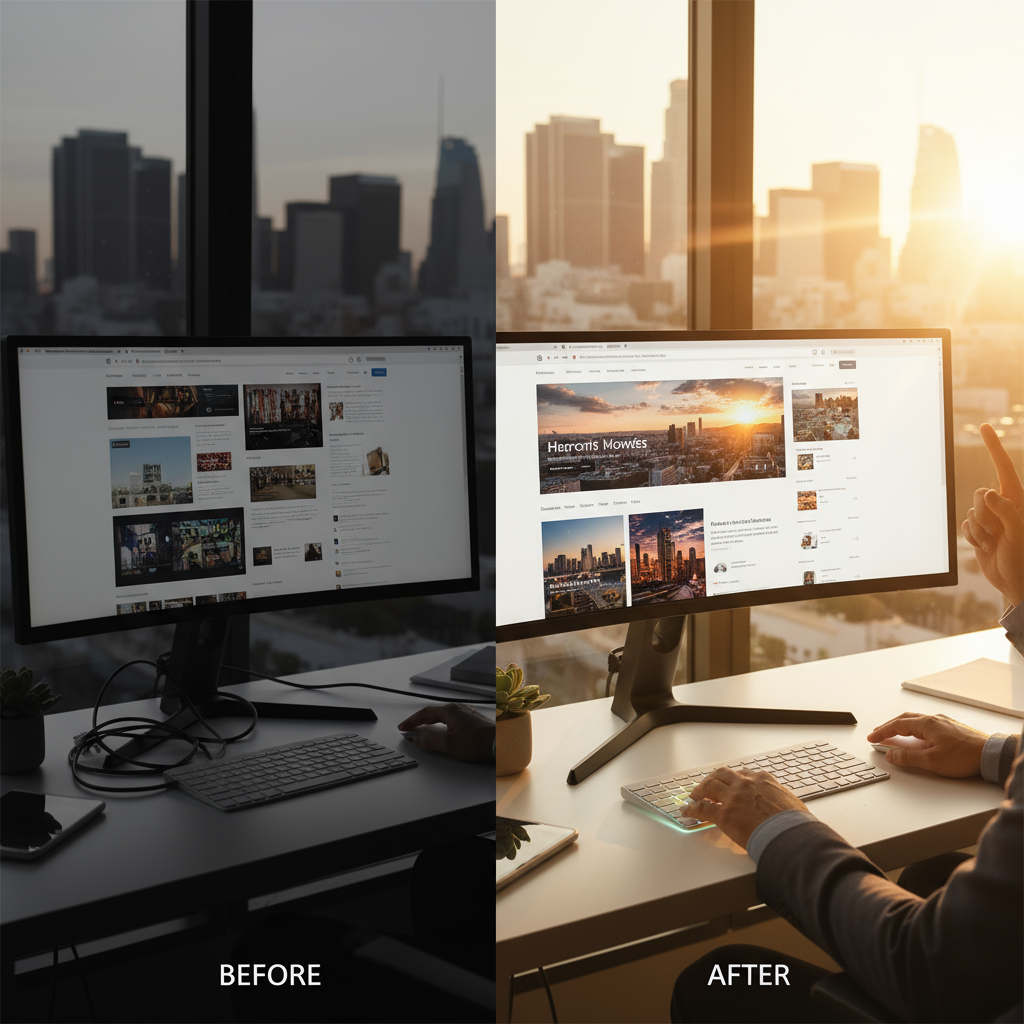 website design company Los Angeles - A person looking at various pricing tiers on a screen