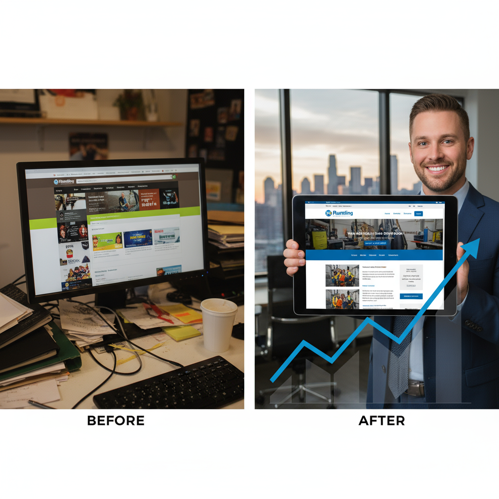 website design for small business Dallas - Dallas skyline at sunset representing business growth and website design