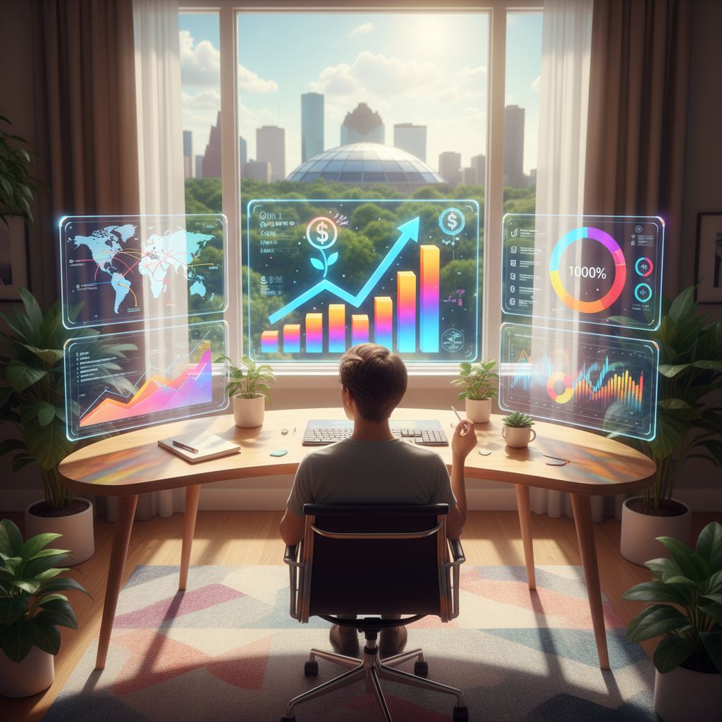 A website optimization expert in Houston TX analyzes a business's performance data.
