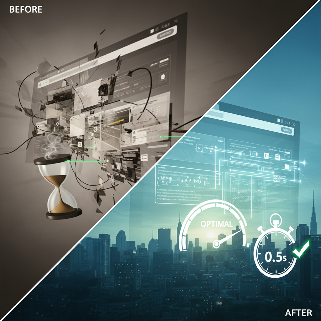 Website Speed Optimization Techniques - Server and browser icons demonstrating caching process