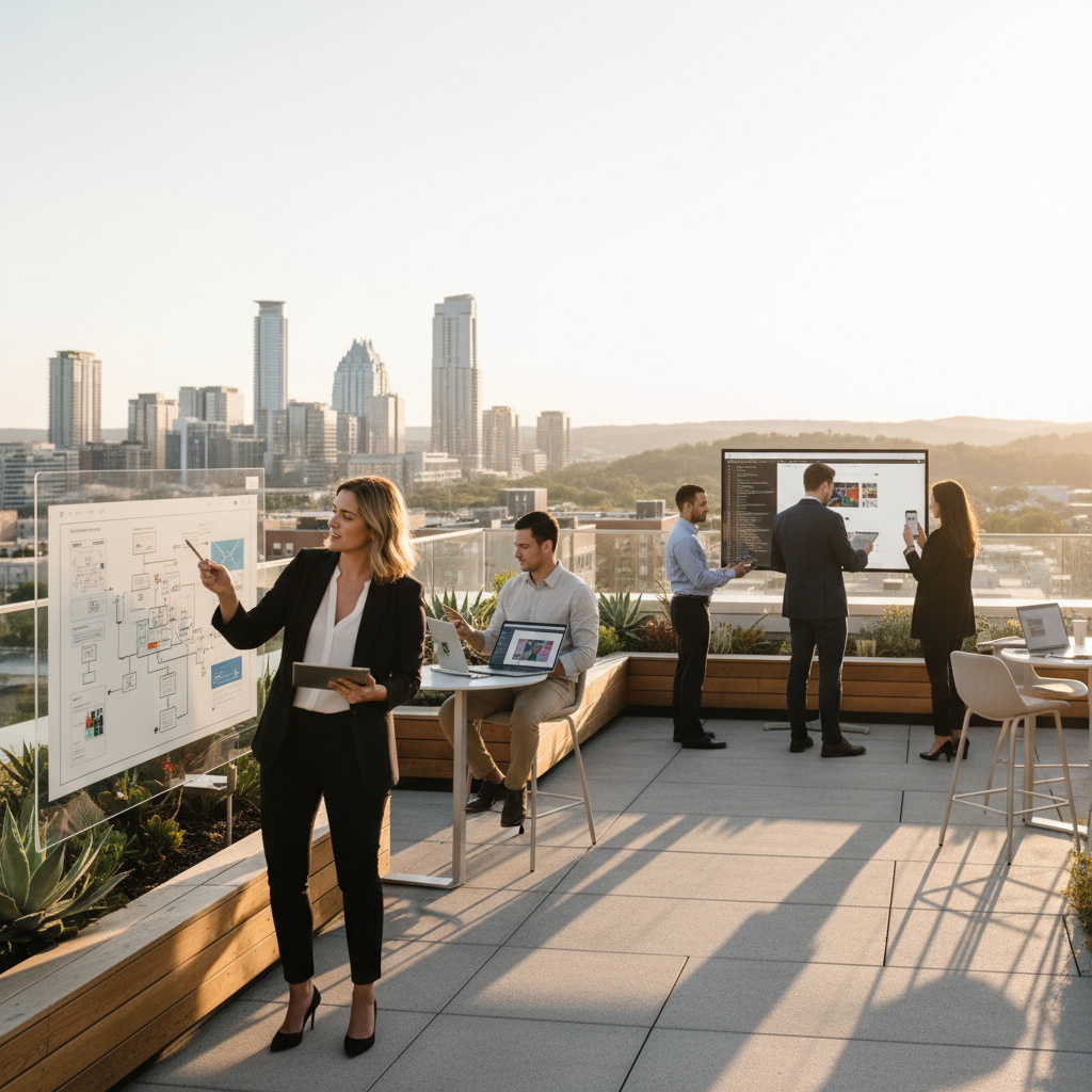 A flowchart illustrating the common steps for a website redesign in Austin, Texas.