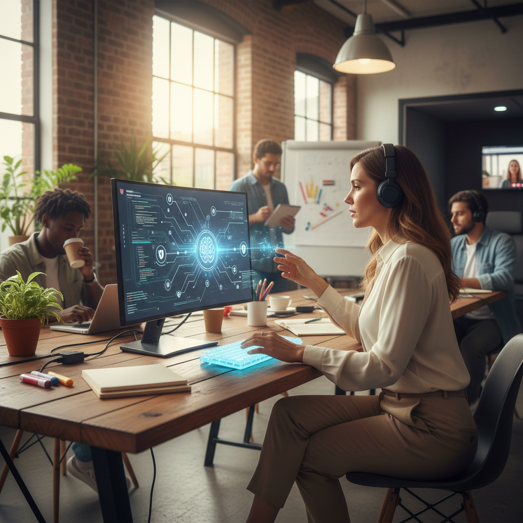 A graphic illustrating what is AI automation for WordPress website maintenance and how to implement it with robots and gears.