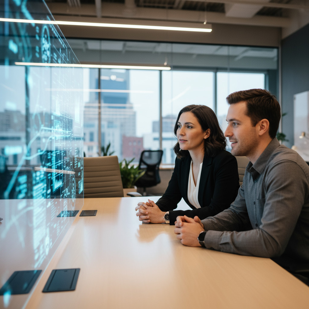 An illustration of AI and automation cogs working together for a business.