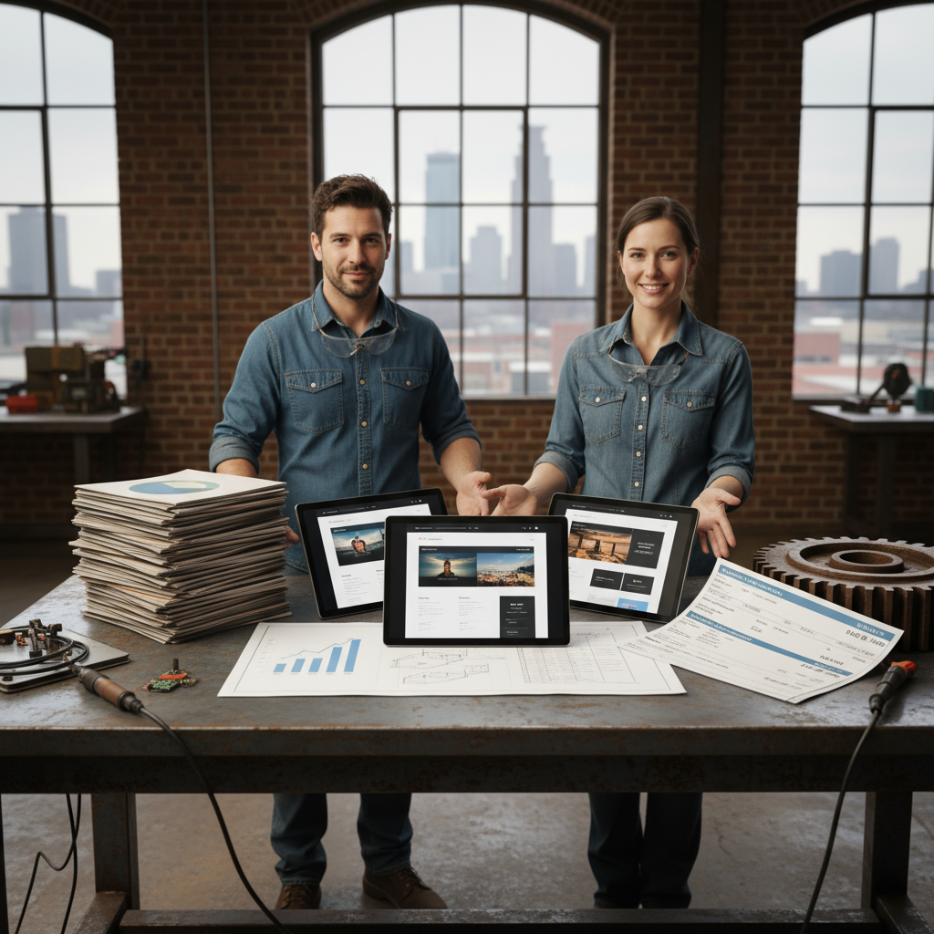 An illustration of an AI generating content, a key feature of the best web design agency in Minneapolis MN.