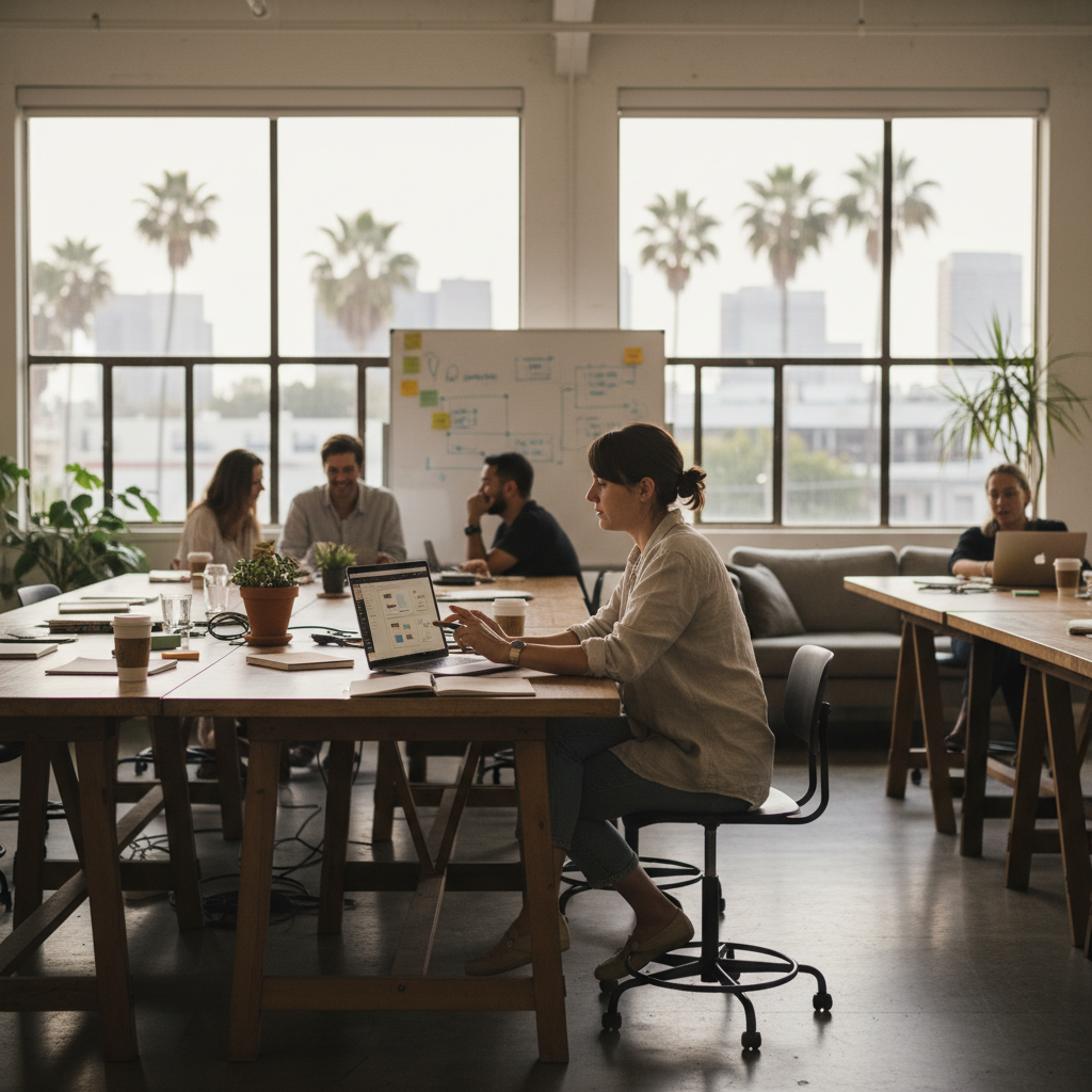 A business owner considering when to hire a Los Angeles web design agency for their company.