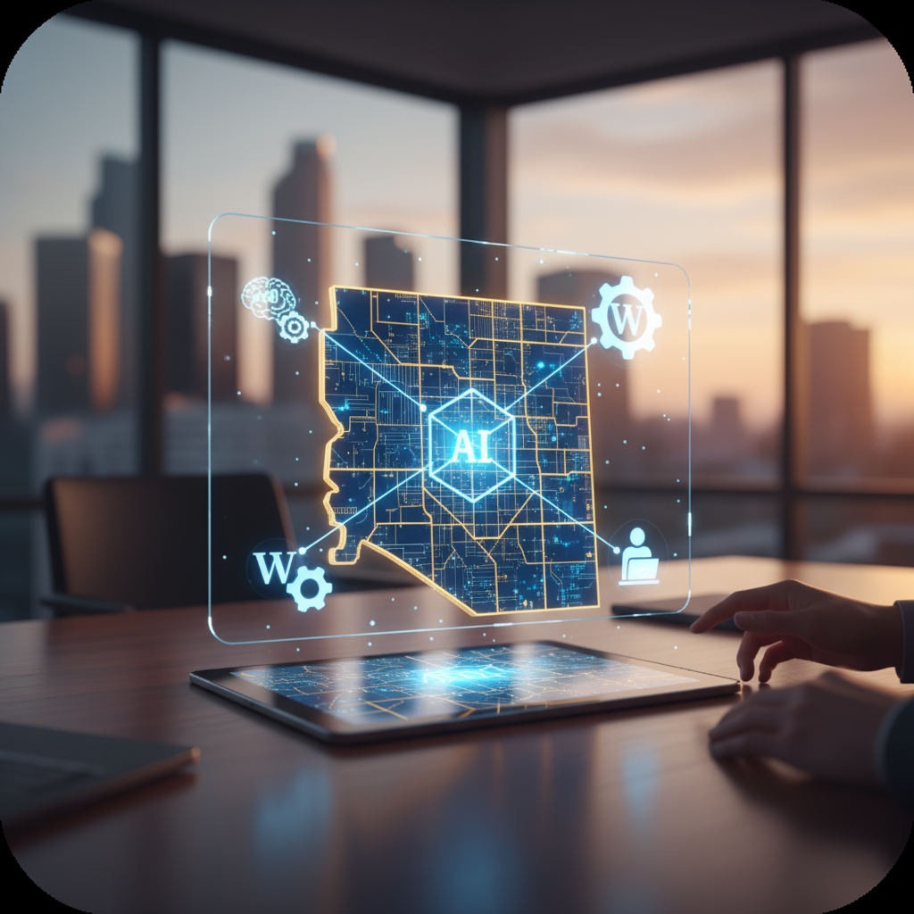 Graphic showing where to find AI automation WordPress website developers in Phoenix