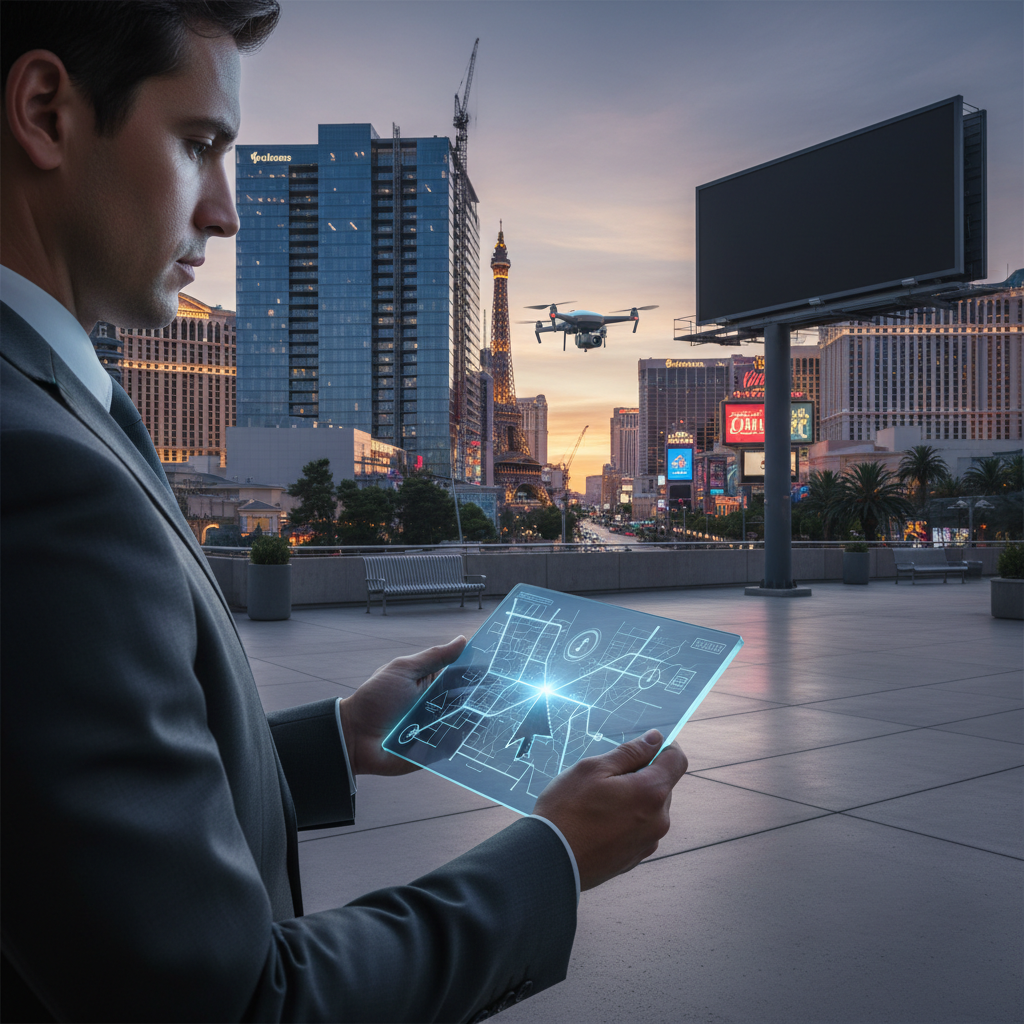 A business owner in Las Vegas looking at a graph showing declining website traffic, illustrating the theme of Why Isn't My Website Getting Traffic Anymore? A Guide for Las Vegas Businesses.
