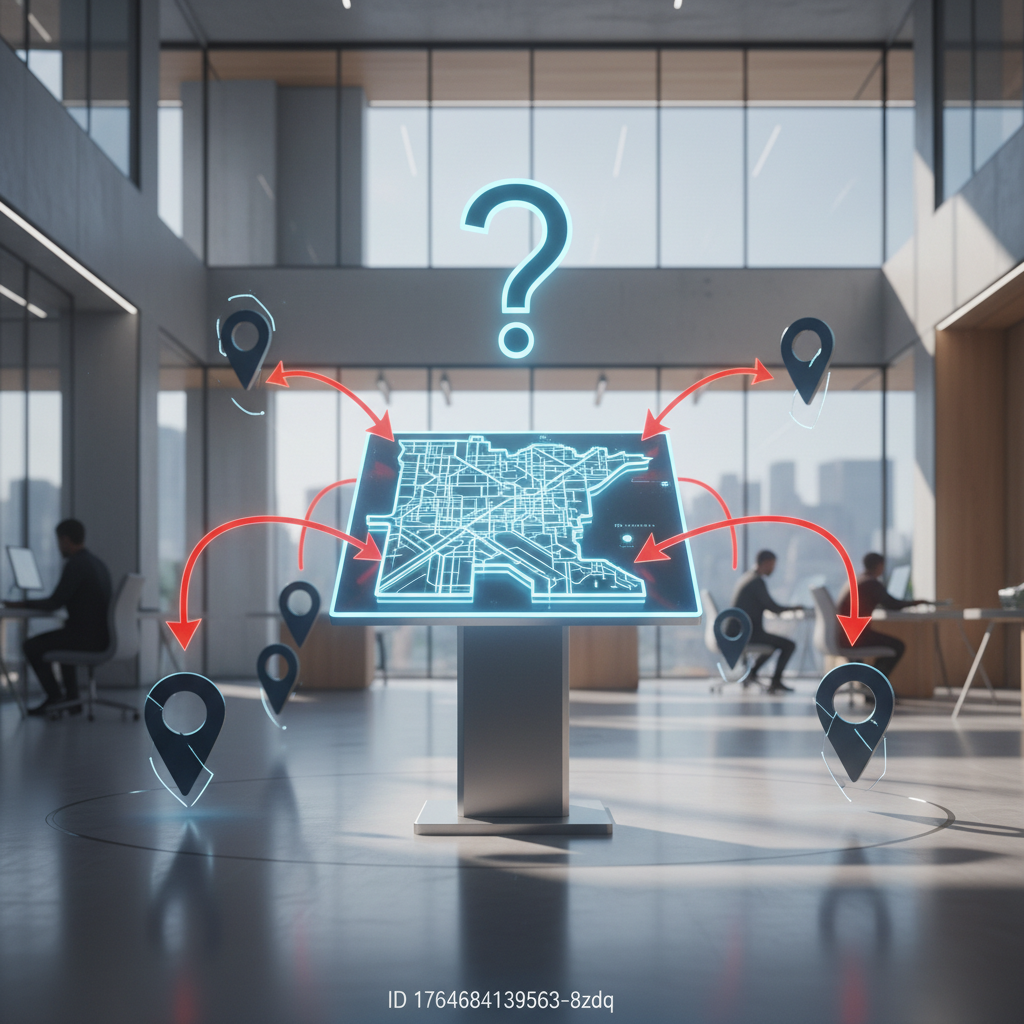 Technician looking at a tablet showing a map, illustrating why local SEO isn't helping a Google Maps ranking in Minneapolis.