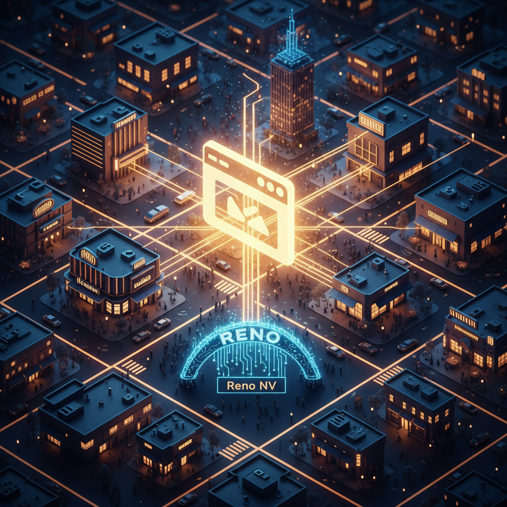 Illustration showing why a professional web designer in Reno NV matter for my business success by boosting local SEO rankings.